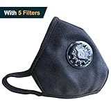 Muryobao Mouth Mask Anti Pollution Mask Unisex Outdoor Protection N99 4 Layer Filter Insert Anti Dust Mask with Valve Filter Black