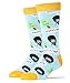 Men's Novelty Crew Socks, Exclusive Funny Socks for Bob Ross, Crazy Socks (Happy Tree) Shoe Size 8-13