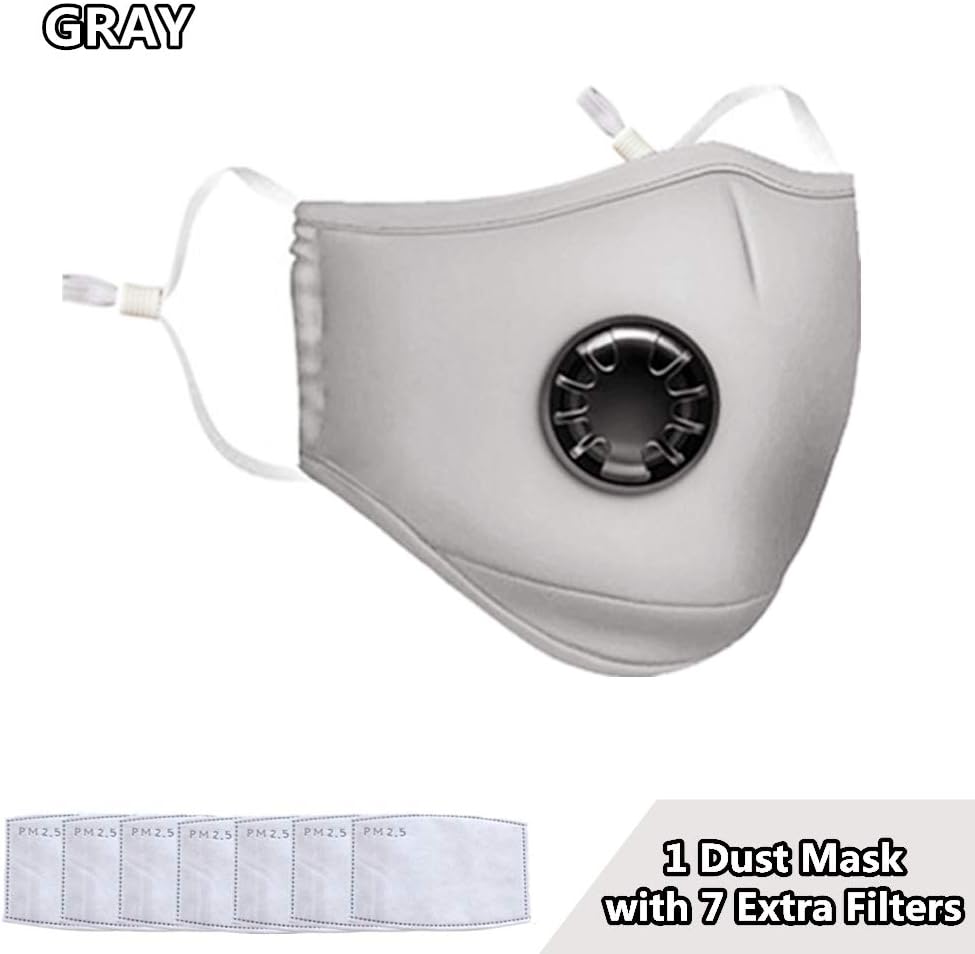 Anti Air Dust Mask with 2 Replaceable Filters,PM2.5 Carbon Activated Face Mask,Washable Easy Breathe Dust Mask for Pollution Smoke Allergy Mask,Cotton Respirator Breathing Mask for Women and Man.