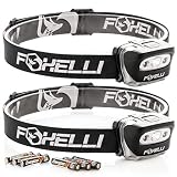 Foxelli Headlamp Flashlight (2-Pack) - 165 Lumen, 3 x AAA Batteries Operated (Included), Bright White Cree Led & Red Light, Perfect for Runners, Lightweight, Waterproof, Adjustable Headband