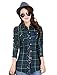 AvaCostume Womens Casual Fleece Winter Plaid Slim Shirt Blouse