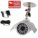 VideoSecu Outdoor CCD CCTV Infrared Weatherproof Bullet Surveillance Camera Night Vision Video 420 TVL 6mm Lens with Bonus Power Supply, Video Power Cable and Free Secuirty Warning Decal 1T1