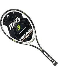 Cabezal MXG 3 Negro Plateado Verde lima 16 x 18 Raqueta encordada de tenis raqueta con cadena colores personalizados (mejor para el control de centrifugado, Poder, y)