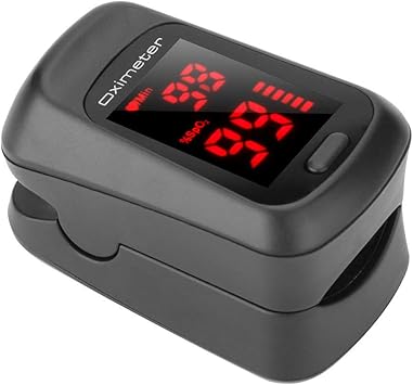 Finger-Clip Pulse Oximeter - Low Consumption Fast Accurately Read Digital Monitors Black with Large Screen, Portable LED Display Easy Operation with Auto Sleep Function Oxygen Saturation Oximeter