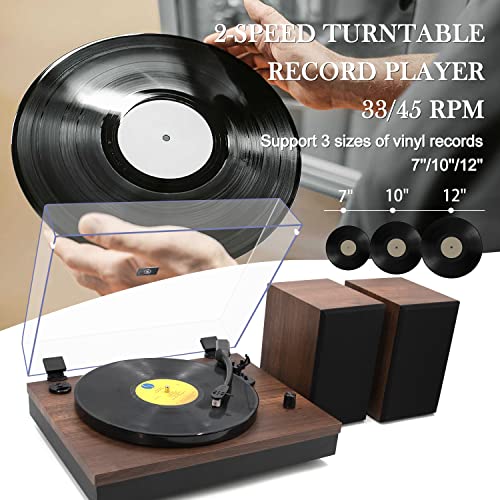 Vinyl Record Player,Record Player HiFi System with Bookshelf Speakers