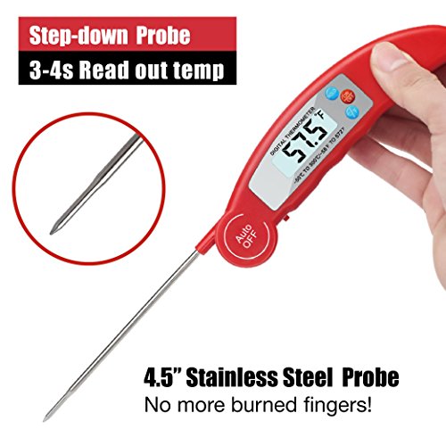 Meat Thermometer | 4.5inch Long Probe | Accurate to Â±0.1Â°C | Read Temp in 3-4s | Great for Cooking, Candy, Cake, Milk, BBQ Grill Smoke | Instant Read Thermometer