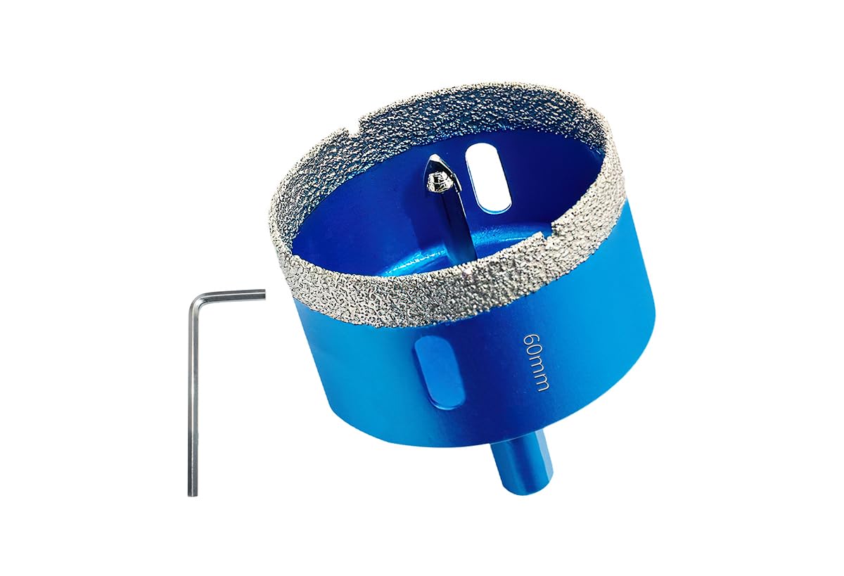 Teronbeta Diamond Hole Saw 60mm with Pilot Center Drill Bit, Vacuum Brazed Diamond Core Hole Cutter for Tile, Porcelain, Glass, Ceramic, Marble — image 1