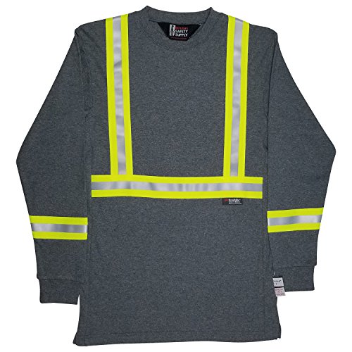 Oil and Gas Safety Supply Men's FR Reflective Long Sleeve Shirt M Gray - Thumbnail 2