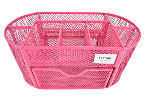 Yaekoo desk organizer | caddy, features elegant red mesh wire des…