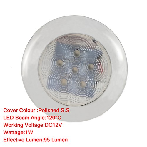 IZTOSS Marine 2PCS 12v Interior S.S.304 Mount Ring LED Ceiling Light Flush for Yacht/Caravan/Trailer - Thumbnail 4