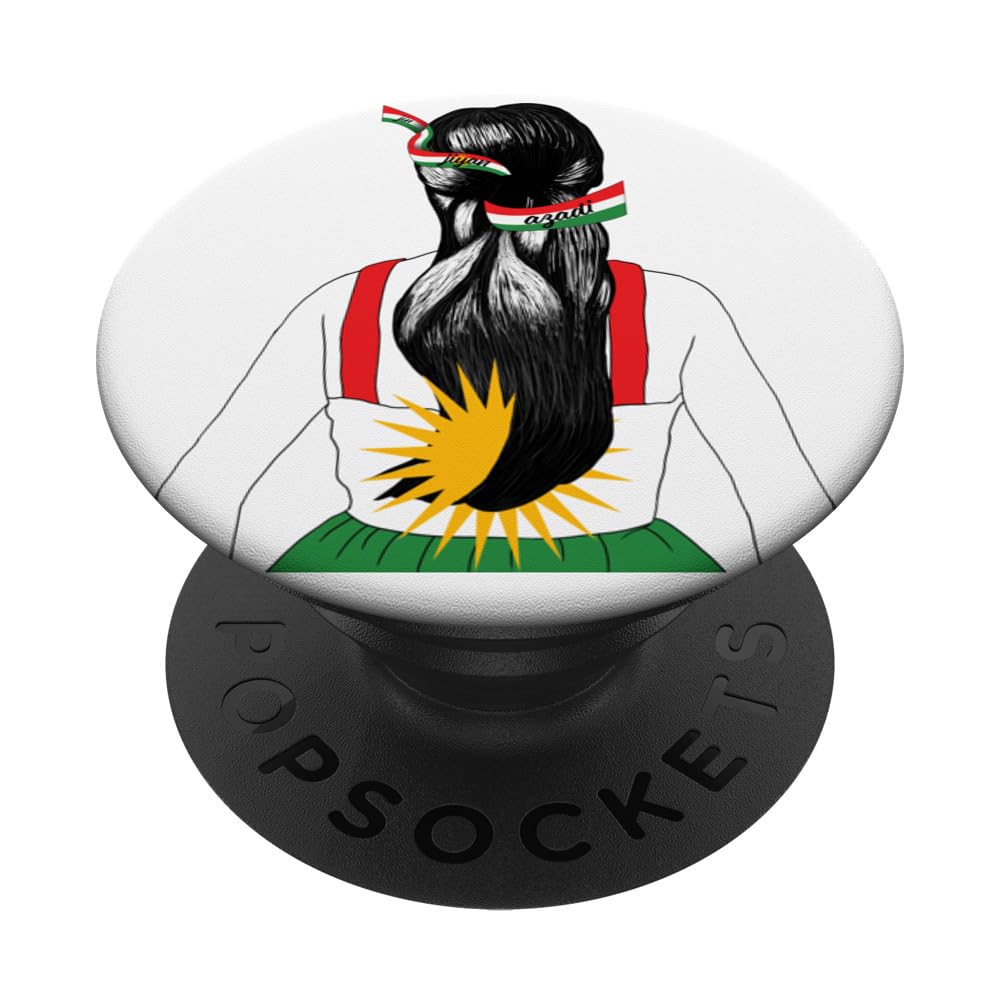 Kurdish Flag. JIN-JIYAN-AZADI Support Kurdish women NO HIJAB PopSockets Swappable PopGrip