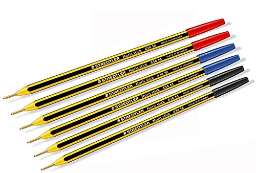 Staedtler Noris Stick Ballpoint Pen, 1 mm, Set of 6, (Blue, Red, Black)