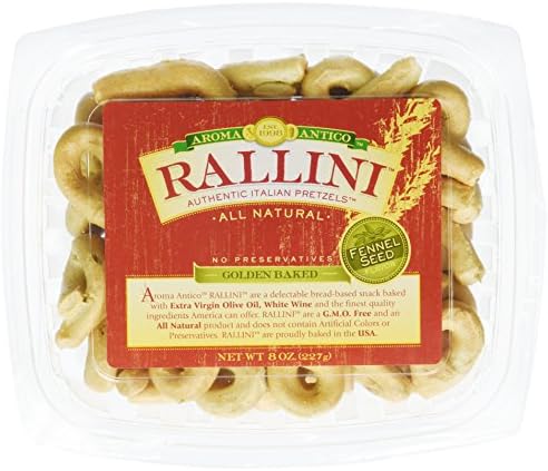 Aroma Antico Rallini Authentic Italian Pretzels, Fennel Seed, 8 Ounce (Pack of 6)