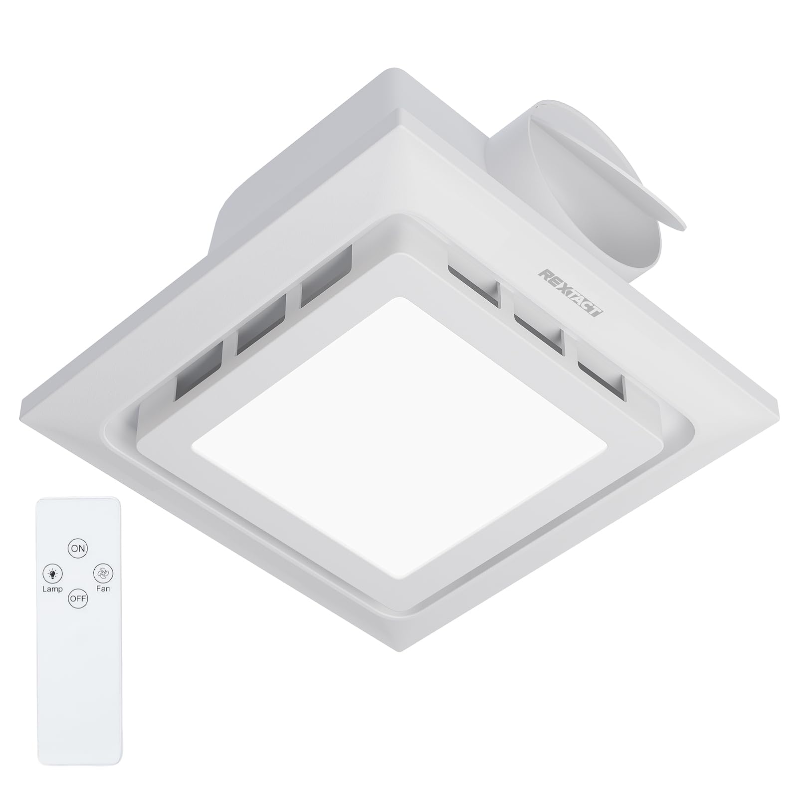 Photo 1 of 2 in 1 Bathroom Exhaust Fan with LED Light,140 CFM Exhaust Fan with Remote,Ventilation Fan,7.68"×7.68" Bathroom Ventilation Fan for Bath,Office,Restroom,White