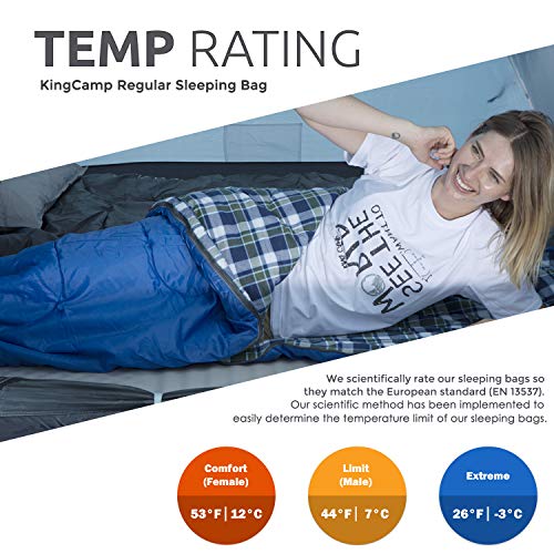image for KingCamp Envelope Sleeping Bag 3 Season Lightweight Comfort with Compr