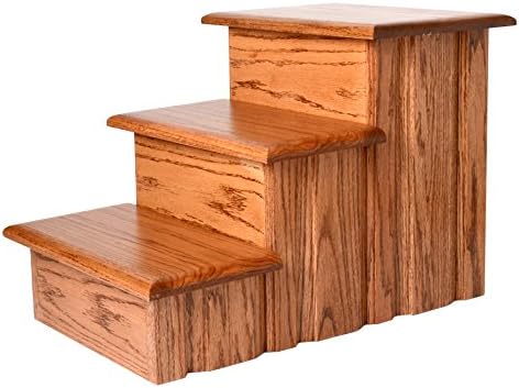 Premier Pet Steps Tall Raised Panel Dog Steps, Solid Oak Tread with Early American Stain, 17-Inch