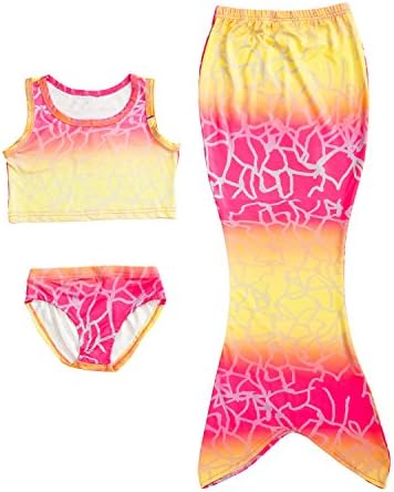 Lestore Girls' 3pcs Mermaid Tail Swimsuit Sea-Maid Bikini Mermaid Swimwear