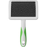 Andis 68540 Self-Cleaning Slicker Brush, Large, Green | Curved stainless-steel bristles reduce shedding up to 90%, pet grooming brush for all breeds