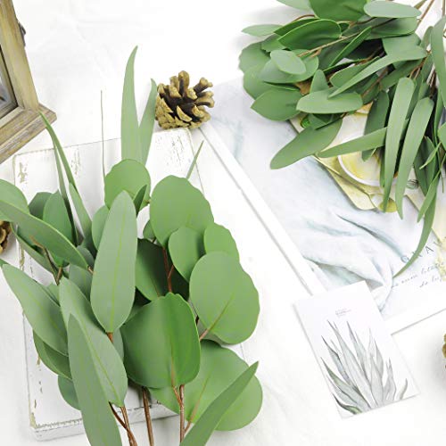 Miracliy 12 PCS Artificial Eucalyptus Stems, Mixed Eucalyptus Leaves