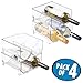 mDesign Stackable Plastic 2 Bottle Refrigerator Wine Rack - Kitchen Storage Organizer Holder for Storing Champagne, Wine, and Water Bottles - Stacking Wine Bottle Organizer for Fridge - 4 Pack - Clear