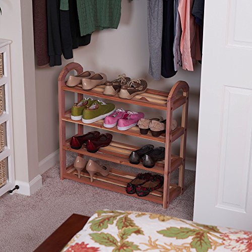 CedarFresh 4Tier Cedar Shoe Rack, 26.75"h x 26.75"w x 8.5"d
