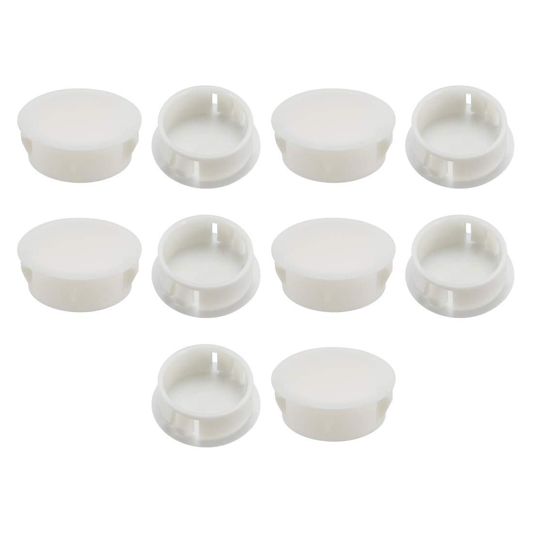 Sourcingmap Hold Plugs,10pcs 24.7mm x 11.4mm White Nylon Round Snap Locking Panel Hole Cover