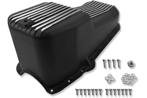 IMOOA Finned Stock Oil Pan For Chevy SBC 265 283 305 350 400 1955-1979 Black Aluminum