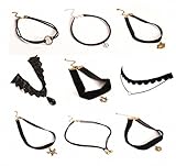 TISDA 9PCS Fashion Women Jewelry Black Tattoo Choker Necklace Elastic Adjustable For Party