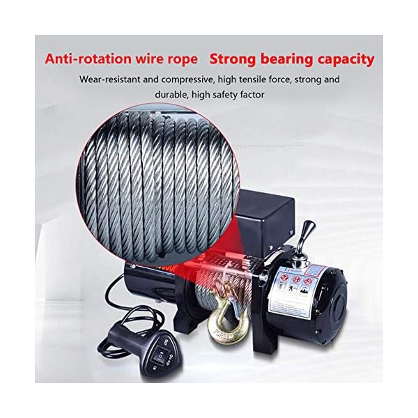 XZZ 12V / 24V DC Elektrische Seilwinde Winde, 6000LBS Pulling, 20M Stahldrahtseil, Mit Fernbedienung, Für ATV UTV, LKWs… – Bild 5