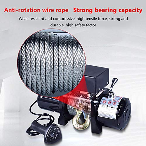 XZZ 12V / 24V DC Elektrische Seilwinde Winde, 6000LBS Pulling, 20M Stahldrahtseil, Mit Fernbedienung, Für ATV UTV, LKWs… – Bild 5