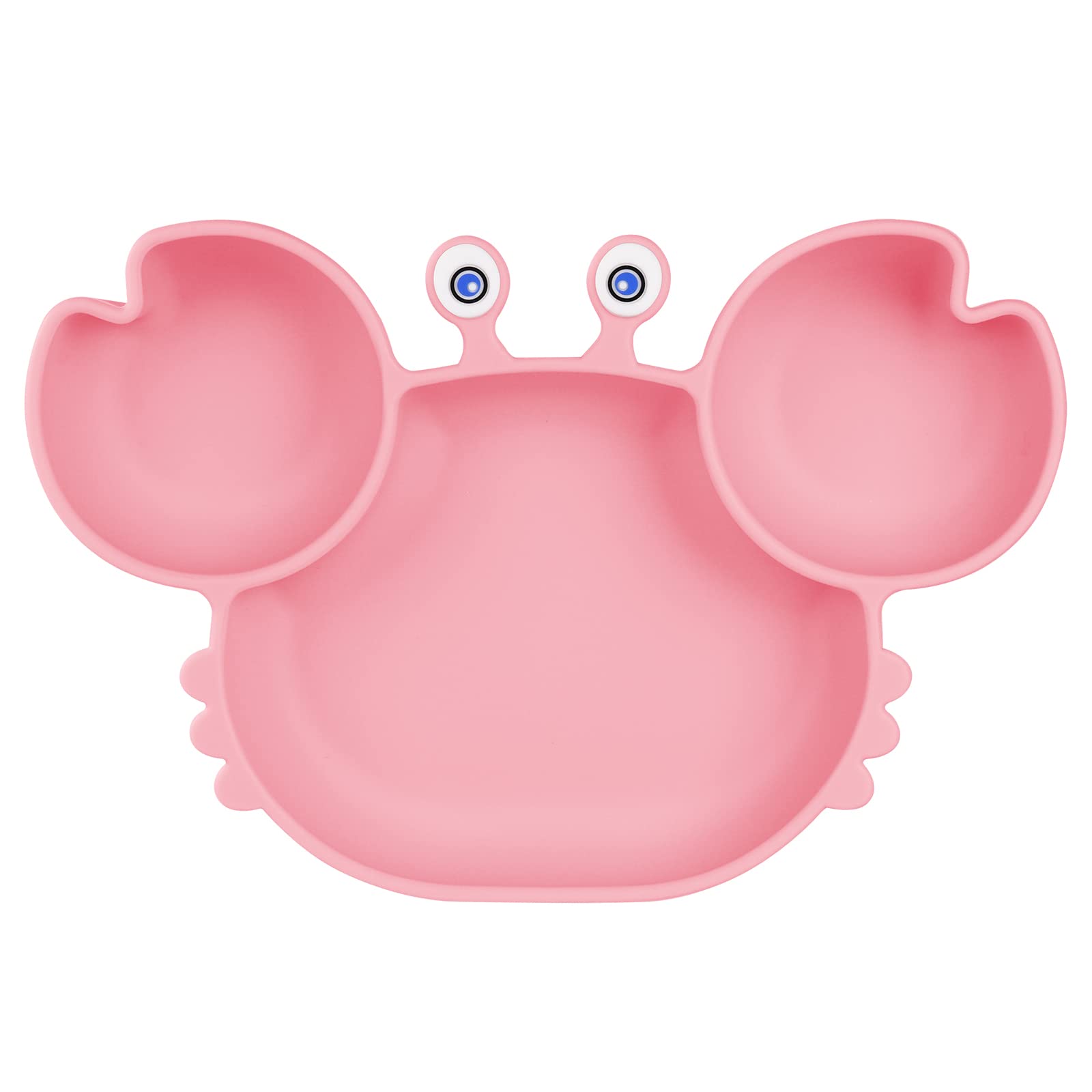 Vicloon Silicone Suction Plate for Toddlers, Non Slip Baby Weaning Plate for Most Highchairs Trays (Pink)