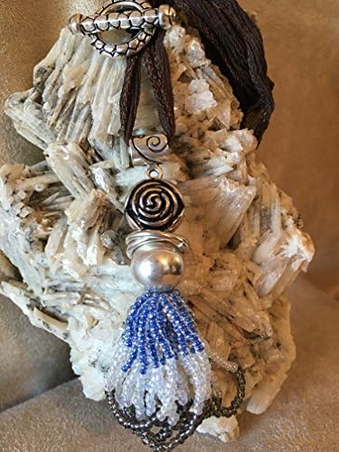 BOHO Chic Tassel Pendant Necklace With TOHO Seed Beads, Silver Findings, and Fairy Ribbon Necklace