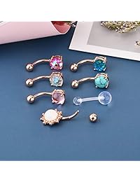 Perfectas - Anillos de ombligo de acero quirúrgico para mujer, niña, ombligo, piercing de ombligo, juego de joyas, 0.49 oz