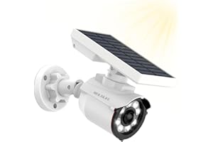 WEILAILIFE Solar Motion Sensor Light Outdoor Wireless Security Floodlight Fake Security Camera with LED Spotlights Waterproof 800 Lumen Bright Exterior Light(1 Pack)