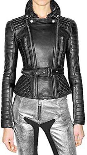 Western Leather Women's Lambskin Leather Bomber Biker Jacket Medium Black