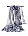 E-Clover Lightweight Chiffon Sheer Scarves: Women's Pretty Rose Print Scarf