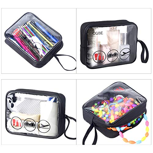 3 pcs CGBE TSA Approved Toiletry Bag with Handle Strap, Clear Toiletry Bag for Liquid Bottles/Cosmetic 3-1-1 Travel Toiletry Bag, Quart Size Carry on Makeup Pouch 3 Packs (Upgrade Black) - Thumbnail 4