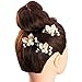 3 Pcs Gold Leaf Handmade Pearls and Clear Crystal Bridal Wedding Hair Pins Clips Head Accessories For Women Styling