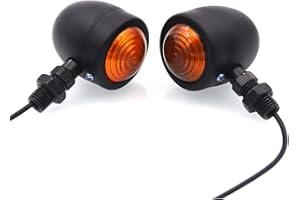 BLUERICE Universal Motorcycle Turn Signals Bullet Blinker Indicator Lights Amber Lamp Light for Sportster Cruiser Bobber Chopper Harley Honda Yamaha Kawasaki Suzuki BMW (1 PAIR) (BLACK)