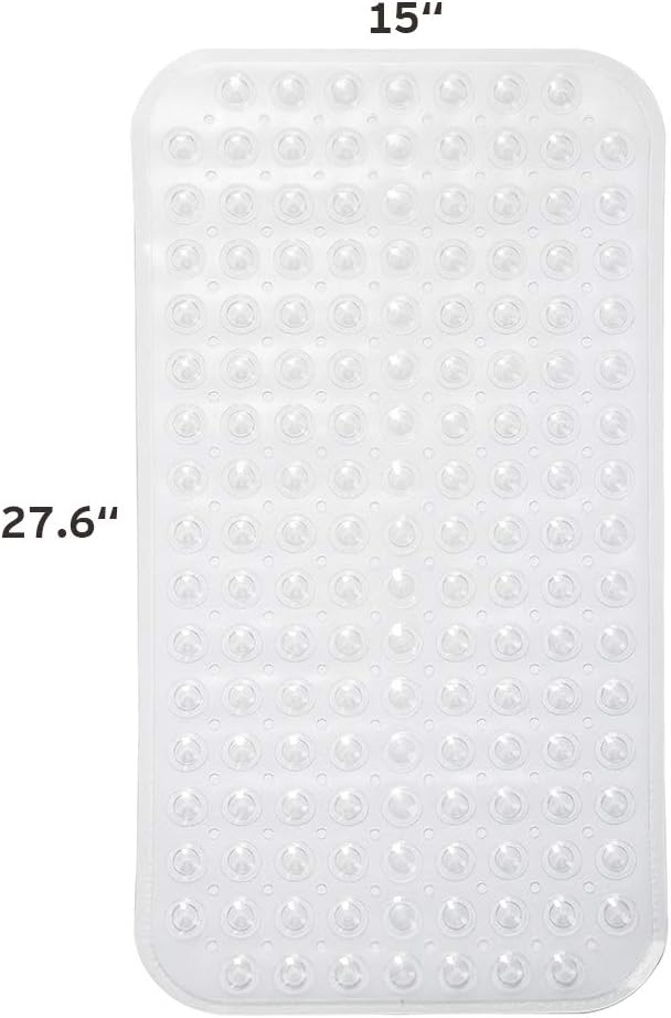AmazerBath Bath Tub Mat, Medium Size 27.6 x 15 Inches Non-Slip Shower Mats with Suction Cups and Drain Holes, Bathtub Mats Bathroom Mats Machine Washable (Clear): Home & Kitchen