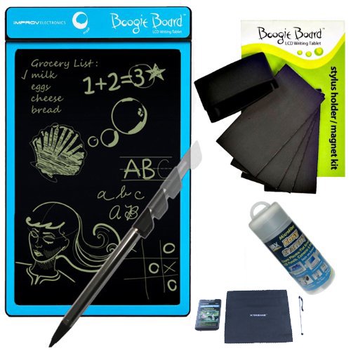 Boogie Board LCD Writing Tablet in Cyan with Boogie Board Magnet Kit and Cleaning Kit with Shammy Cleaning Cloth