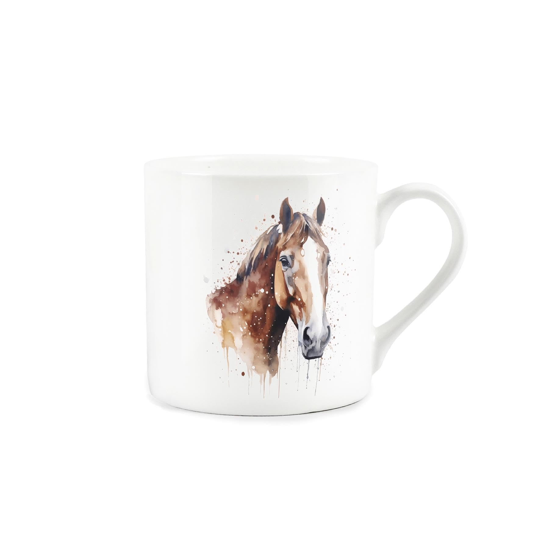 Purely Home Watercolour Horse Mug - Farm Animals Watercolour Art Bone China Mug - Tea/Coffee Hot Drinks Cup Present/Gift