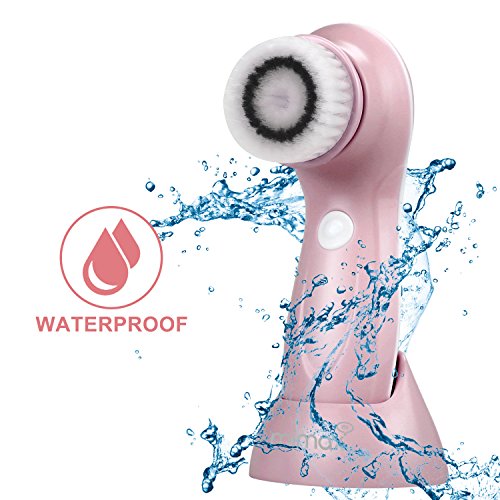 Mimax Facial Brush Electric Rechargeable Waterproof Brushing Kits 2 speeds For Skin Cleansing Exfoliating ,Facial Cleansing Benefits with 3 Brush Heads, Blackhead Remover. - Thumbnail 3