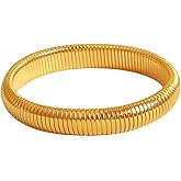 Fuqimanman2020 Chunky Snake Chain Bangle Bracelet Stretch Stackable Wide Wristband Stainless Steel Gold Silver Filled Elastic for Women Punk Party Jewerly