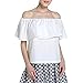 BLDO Women's Ruffles Off Shoulder Solid Chiffon Blouse Crop Top (M, White)