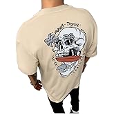 GORGLITTER Men's Round Neck Vintage Graphic T-Shirt Short Sleeve Casual Loose Tee Top Apricot Skull & Tree XX-Large