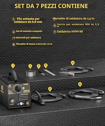 HZXVOGEN HVM140 Saldatrice a Filo No Gas 140A 3 in 1