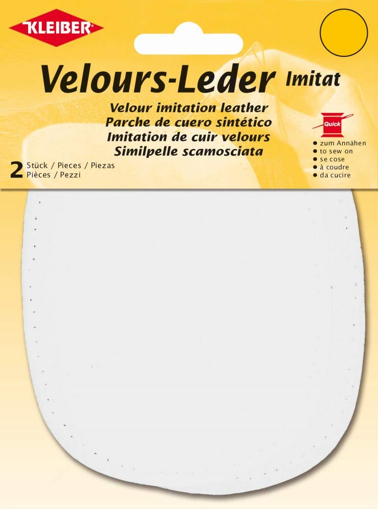 Kleiber 12.5 x 10 cm Imitation Suede Leather Sew on Knee/Elbow Patches Oval, White