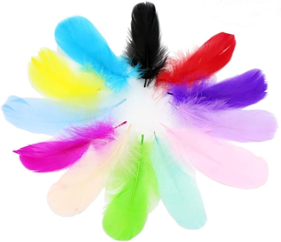 300 Pcs 3-5 Inches Colorful Feathers, Decor Feather for DIY Craft Clothing Wedding Home Party Decorations