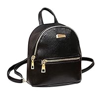 Donalworld Women Floral School Bag Travel Cute PU Leather Mini, Blak, Size Small